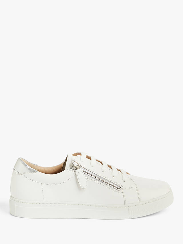John Lewis Edison Wide Fit Leather Trainers, White