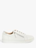 John Lewis Edison Wide Fit Leather Trainers, White, White Cow Crust
