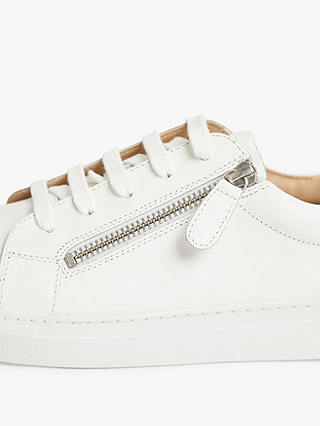 John Lewis Edison Wide Fit Leather Trainers, White