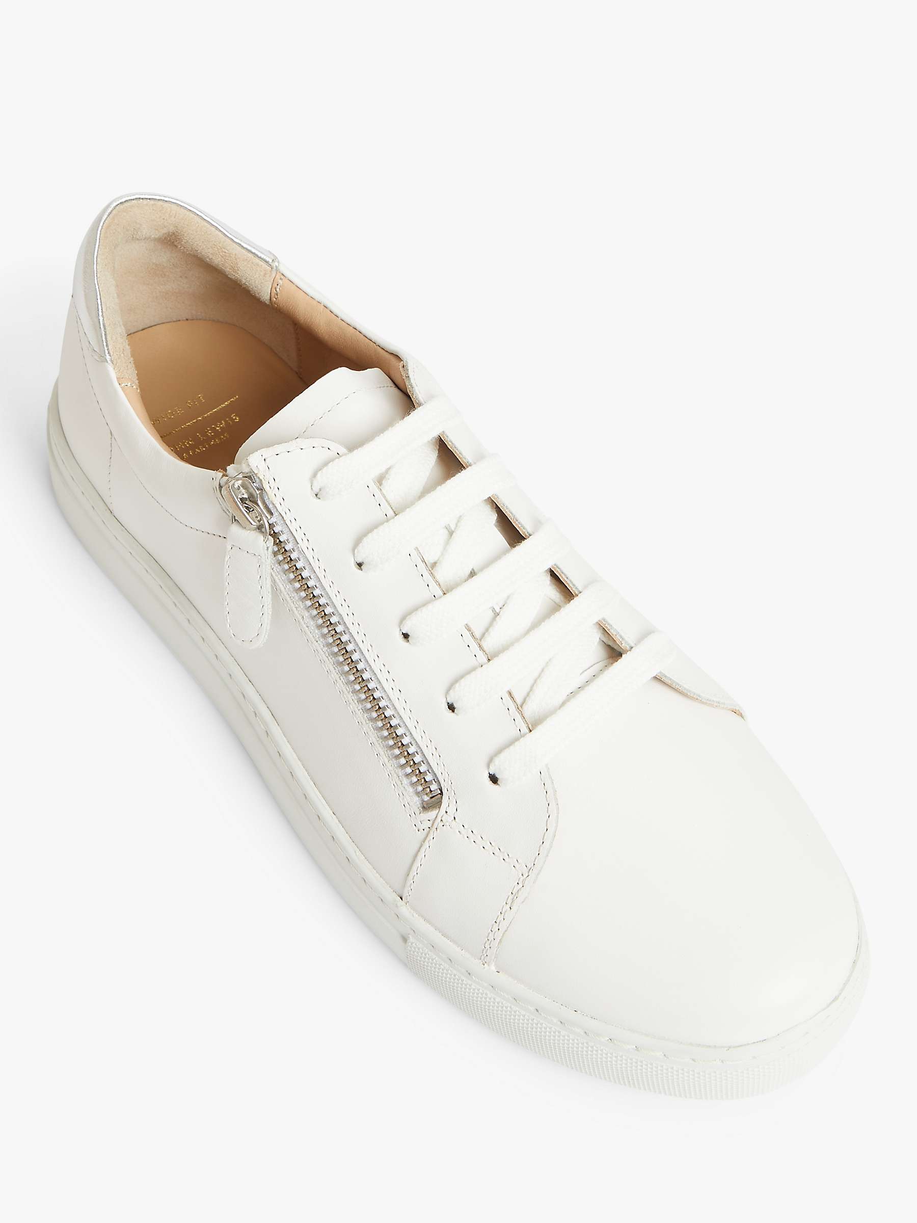Buy John Lewis Edison Wide Fit Leather Trainers, White Online at johnlewis.com