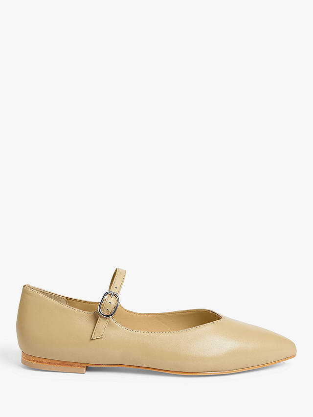 John Lewis Harper Leather Pointed Toe Ballerina Pumps, Taupe