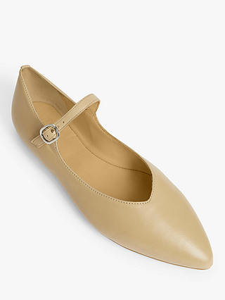John Lewis Harper Leather Pointed Toe Ballerina Pumps, Taupe