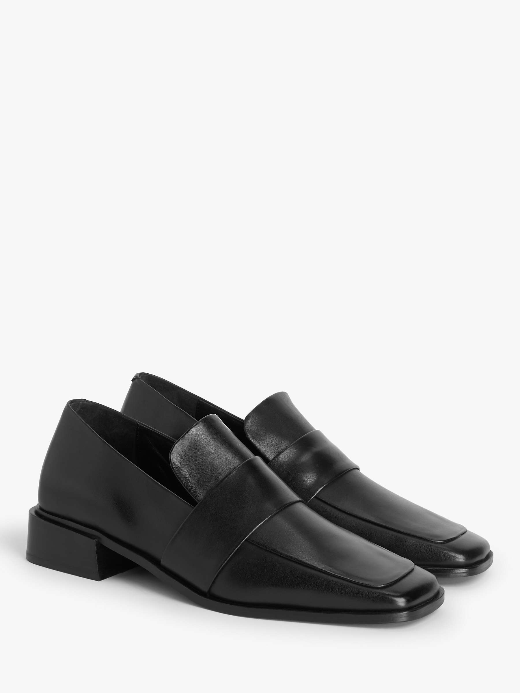 Kin Faye Leather Square Toe Dressy Loafers, Black at John Lewis & Partners