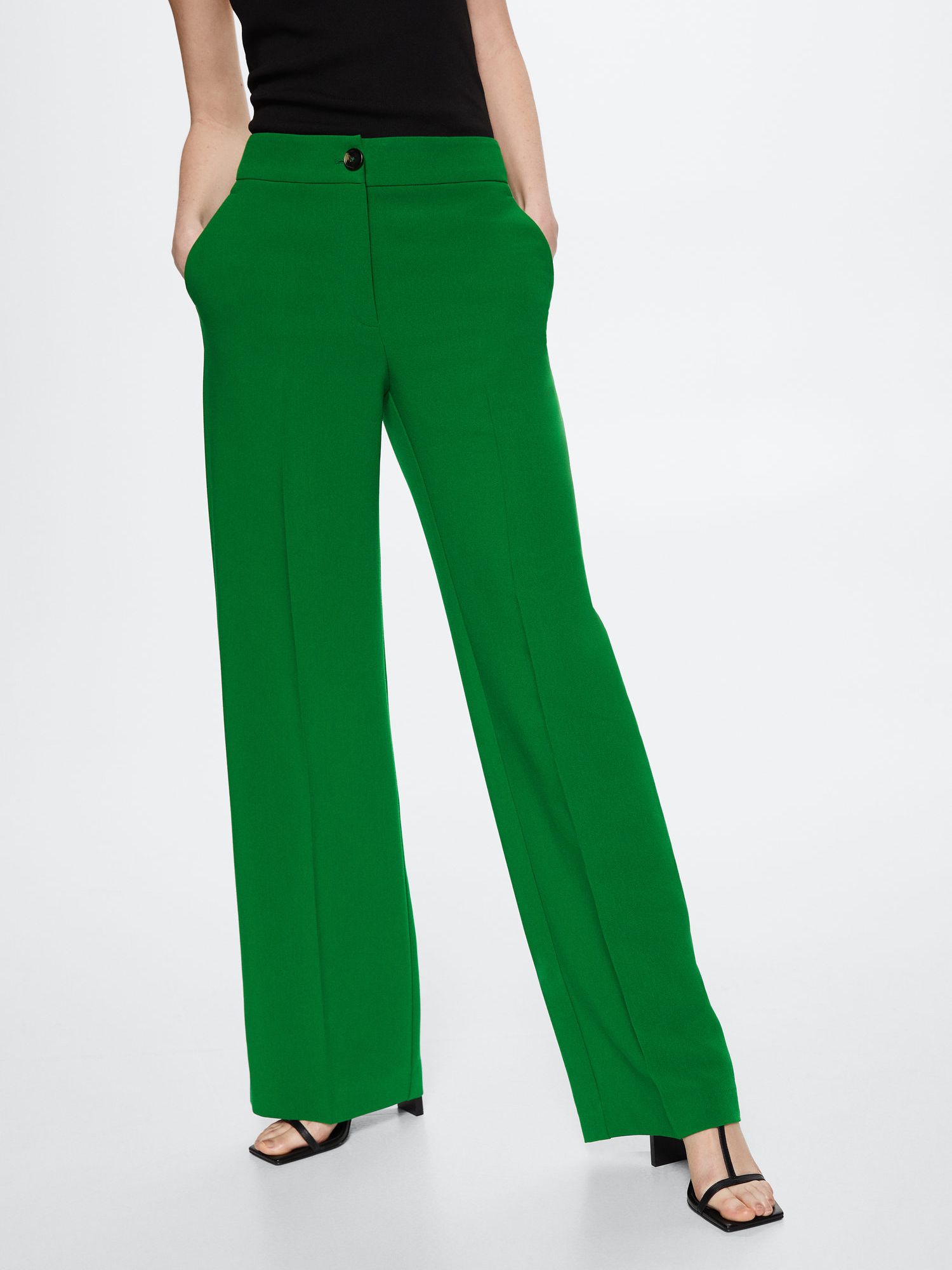 Mango Simon Tailored Trousers, Green at John Lewis & Partners