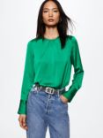 Mango Beatriz Satin Look Blouse, Green