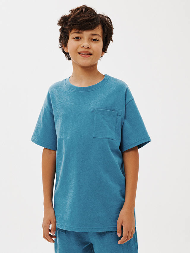 John Lewis Kids' Marl Pocket T-Shirt, Teal