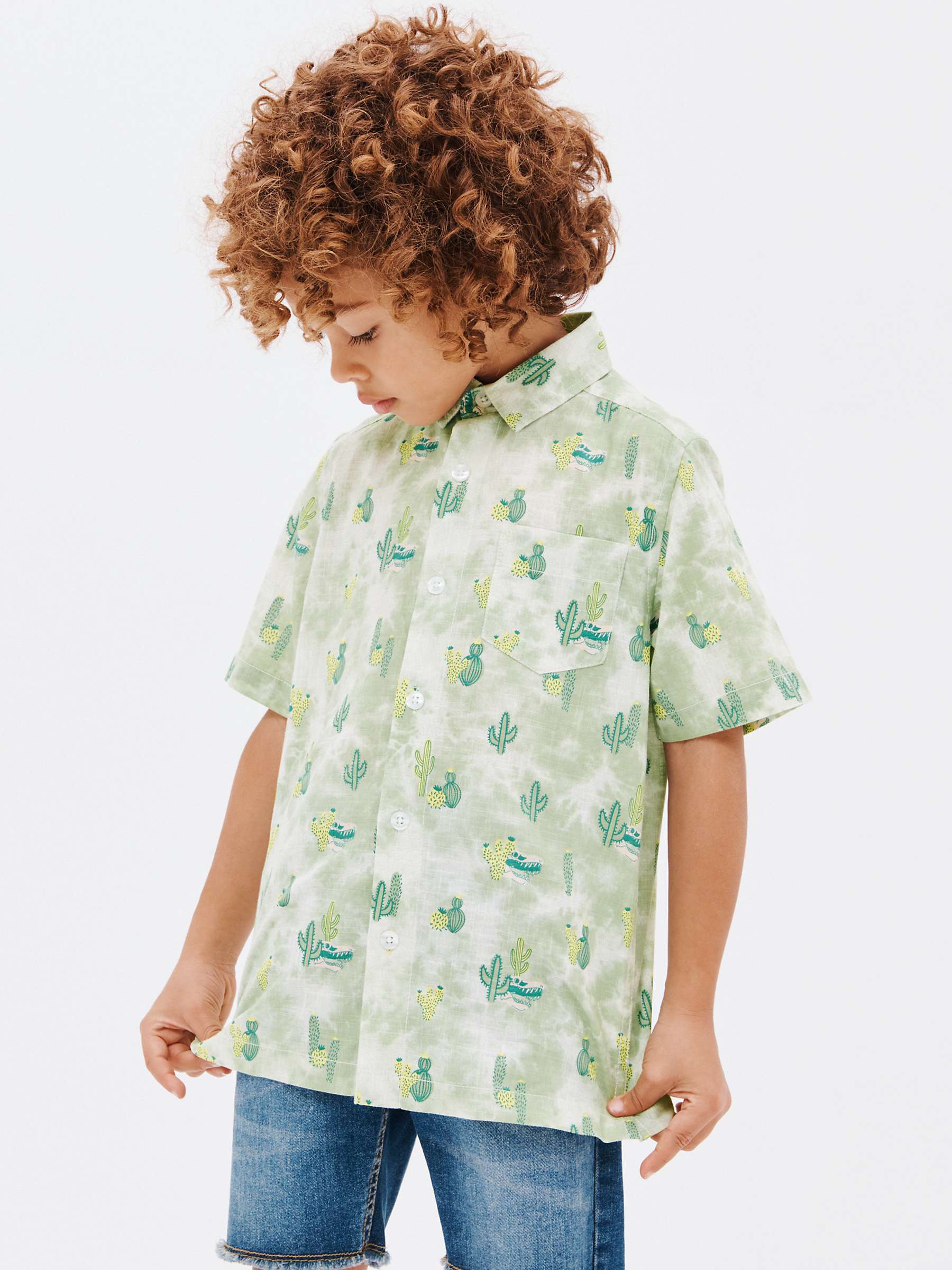 Buy John Lewis Kids' Cactus Short Sleeve Shirt, Green Online at johnlewis.com