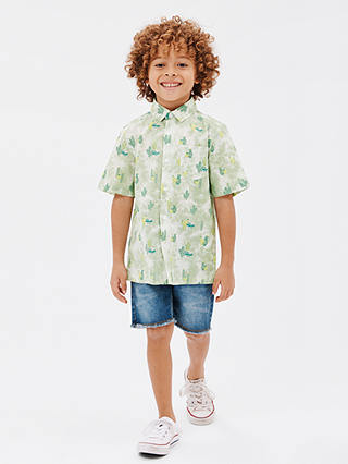 John Lewis Kids' Cactus Short Sleeve Shirt, Green