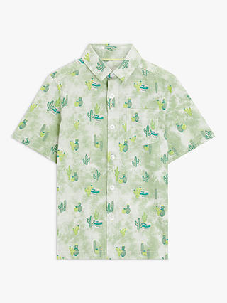 John Lewis Kids' Cactus Short Sleeve Shirt, Green