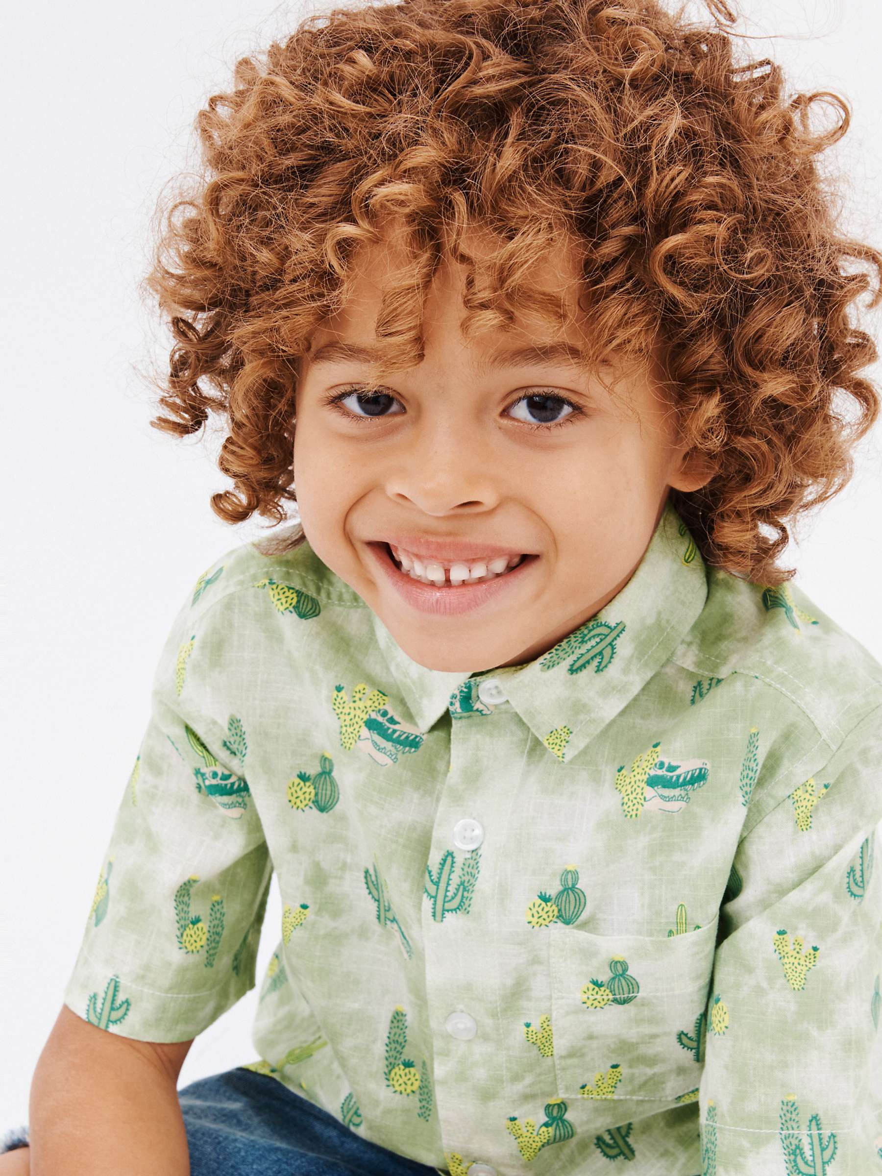 Buy John Lewis Kids' Cactus Short Sleeve Shirt, Green Online at johnlewis.com