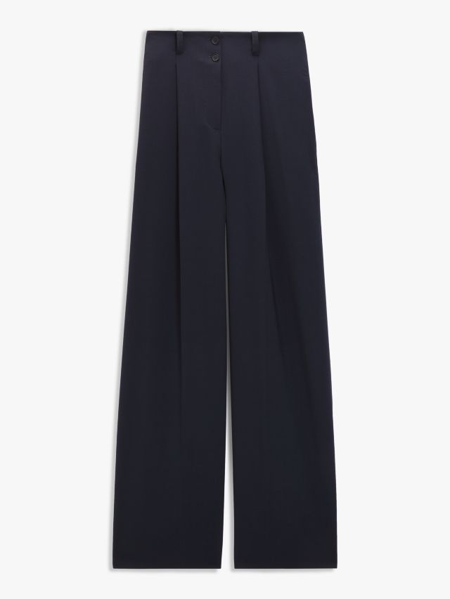 Kin Plain High Waist Wide Leg Tailored Trousers, Navy, 12