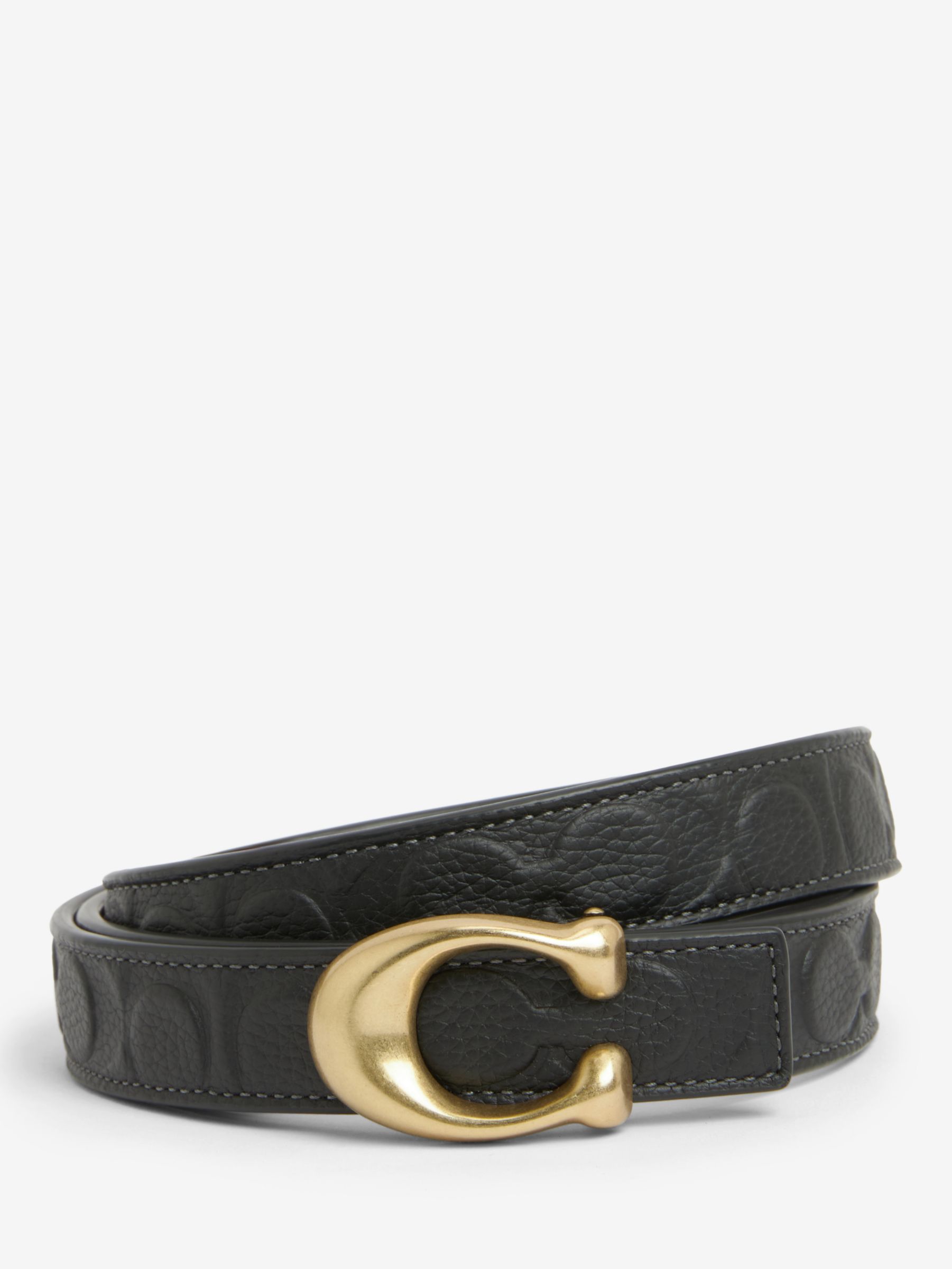 Coach Sculpted Signature Reversible Belt, Black