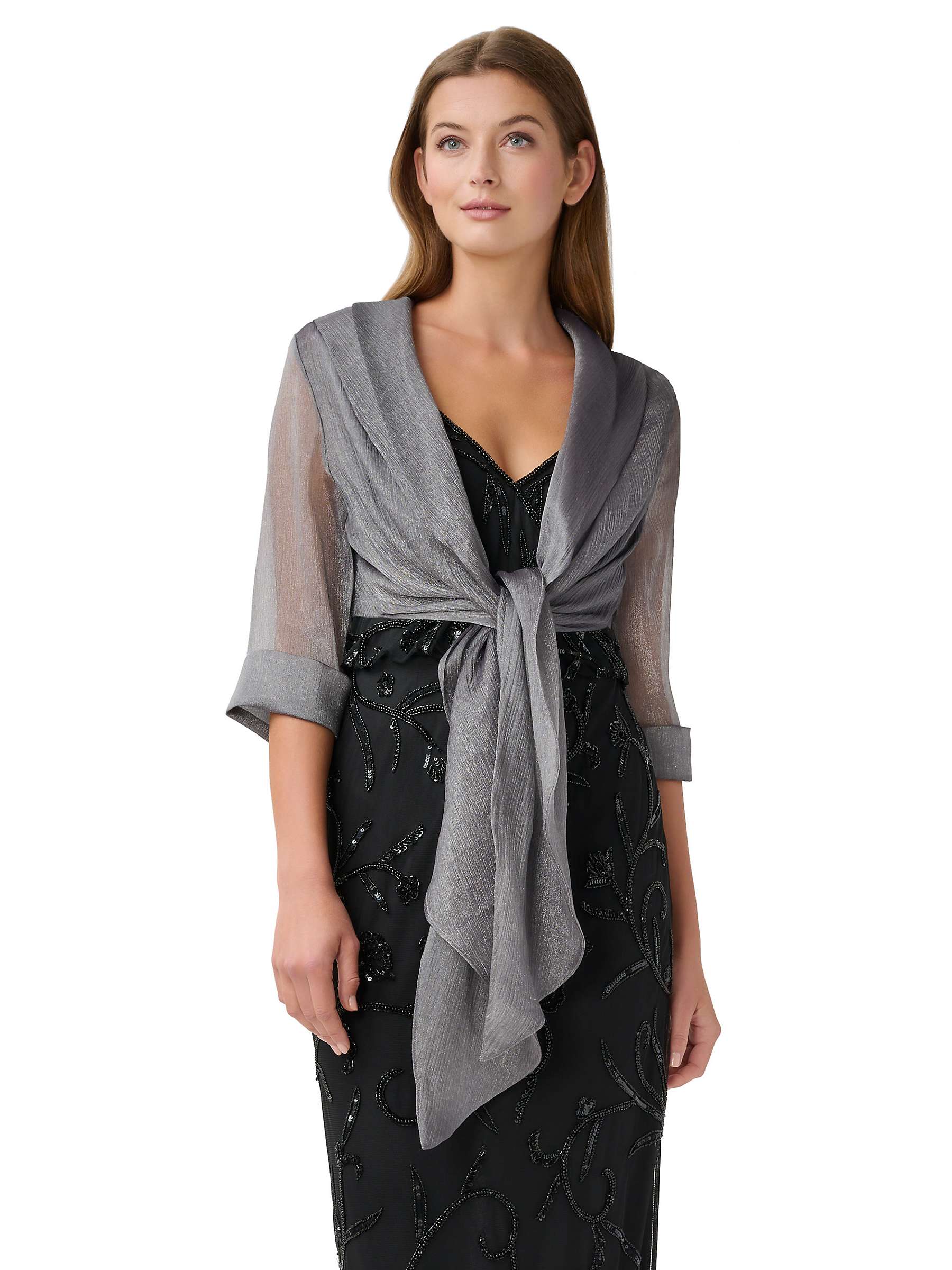 Buy Adrianna Papell Metallic Crinkle Organza Wrap, Silver Online at johnlewis.com
