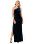 Adrianna Papell Velvet Ruched One Shoulder Maxi Dress, Hunter