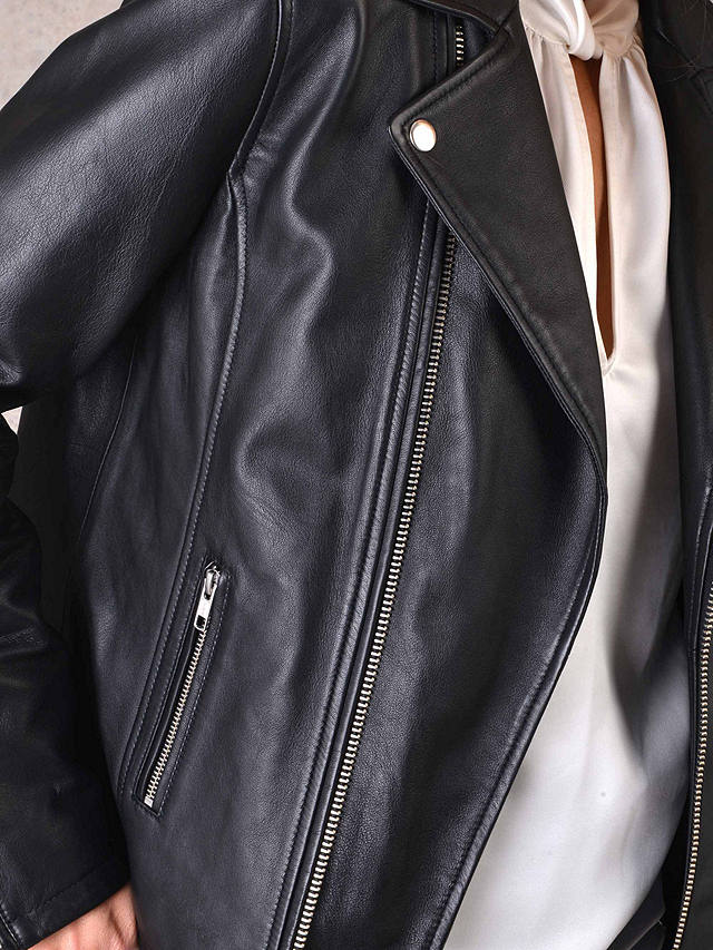 Ro&Zo Leather Biker Jacket, Black