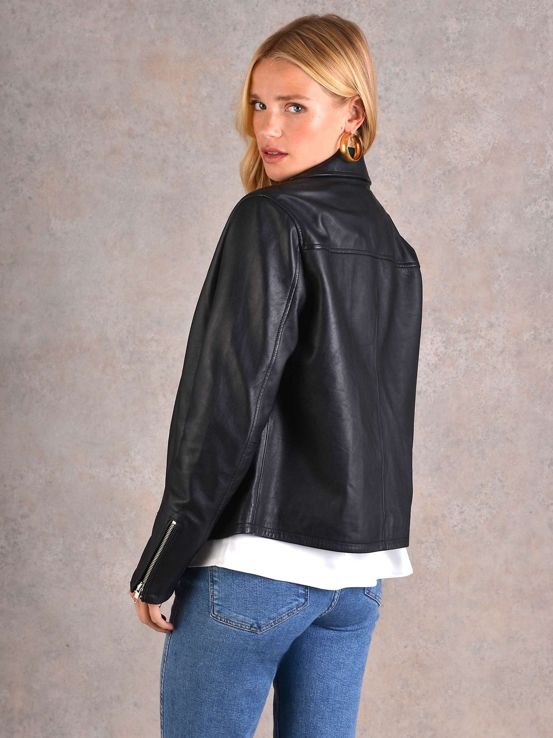 Buy Ro&Zo Leather Biker Jacket, Black Online at johnlewis.com
