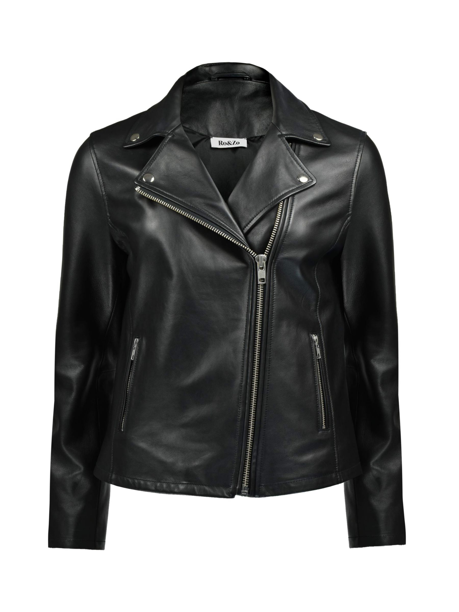 Buy Ro&Zo Leather Biker Jacket, Black Online at johnlewis.com
