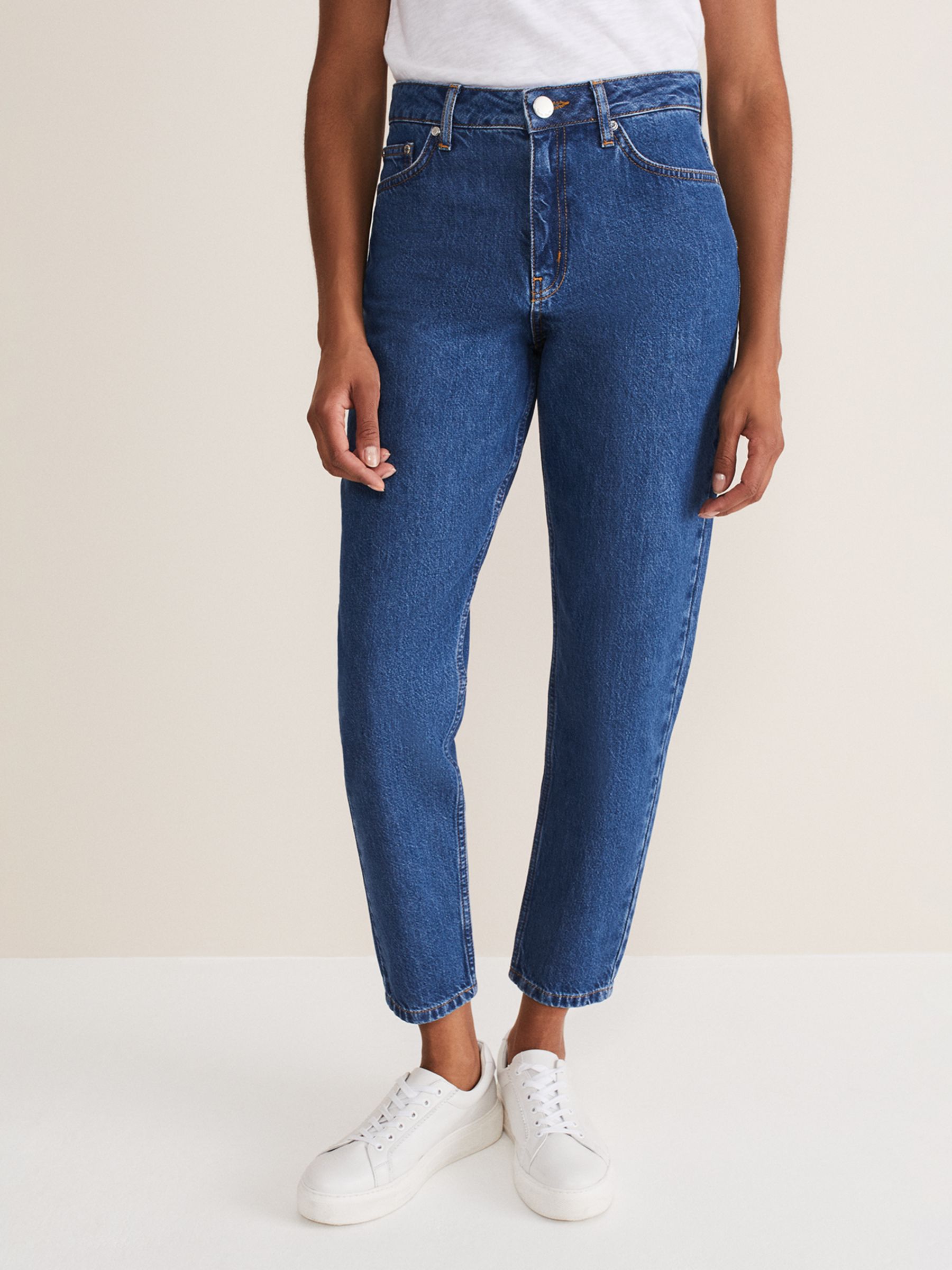 Phase Eight Prue Mom Jeans, Mid Wash Blue at John Lewis & Partners