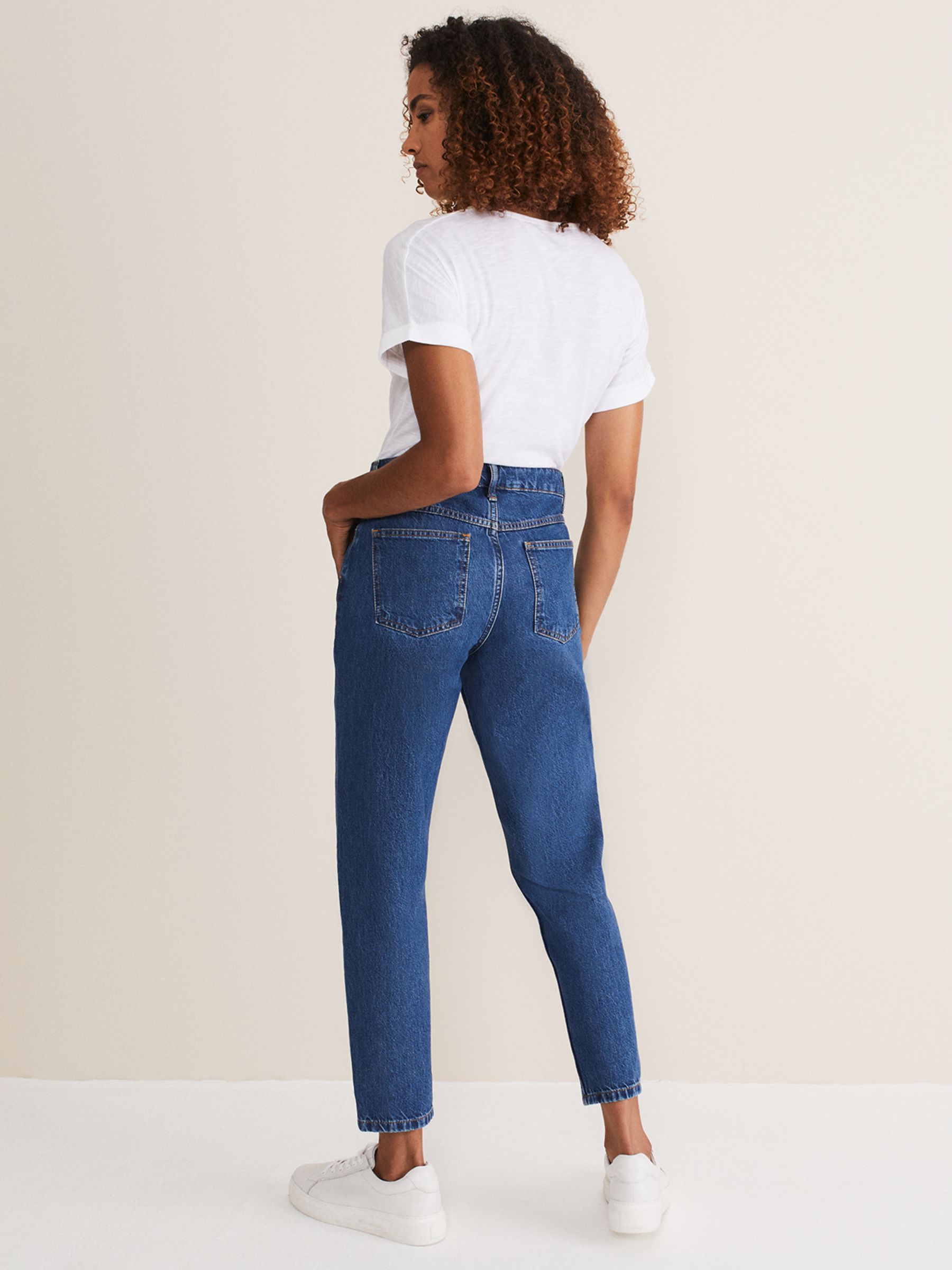 Phase Eight Prue Mom Jeans, Mid Wash Blue at John Lewis & Partners