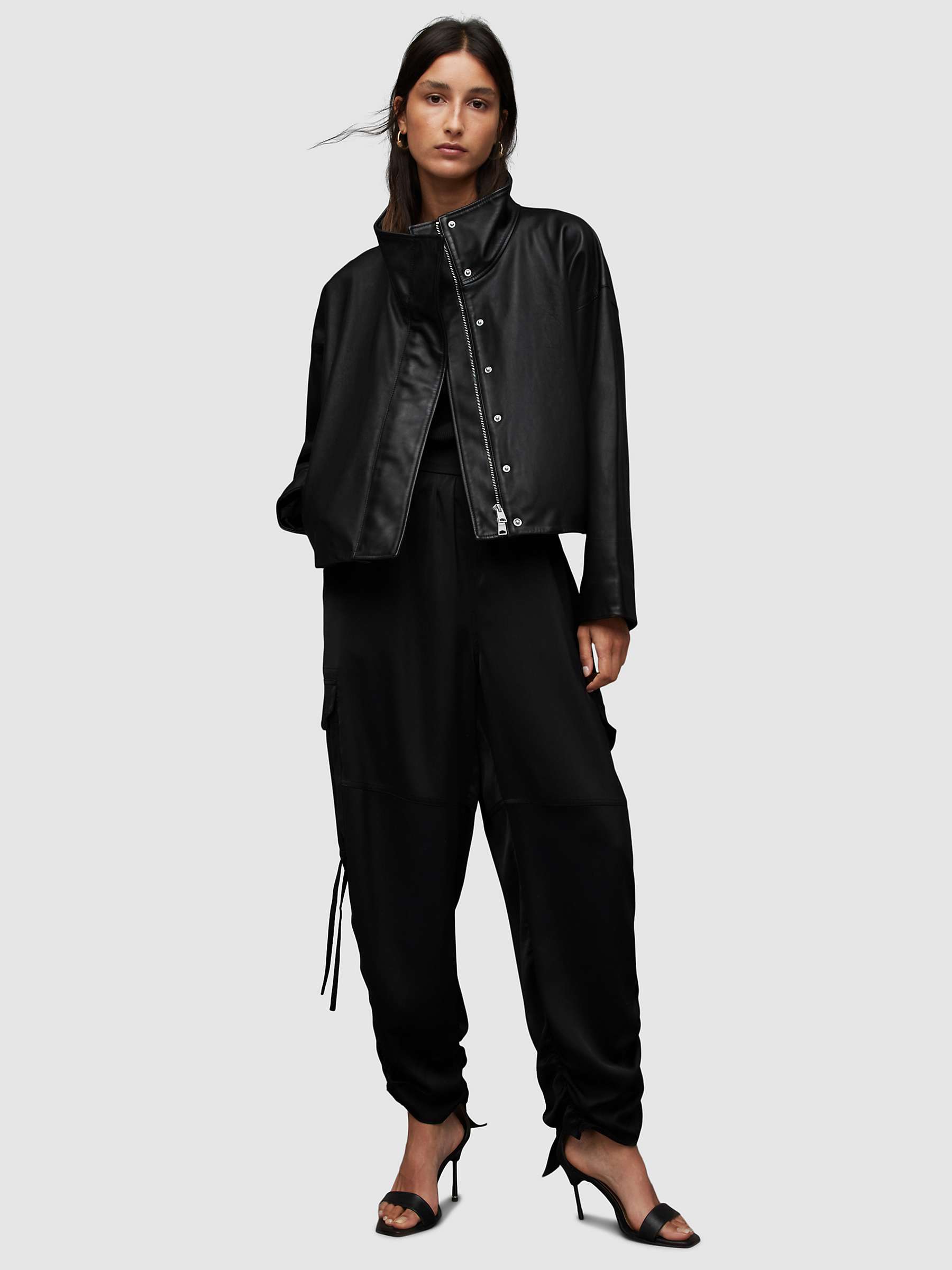 AllSaints Ryder Leather Jacket, Black at John Lewis & Partners