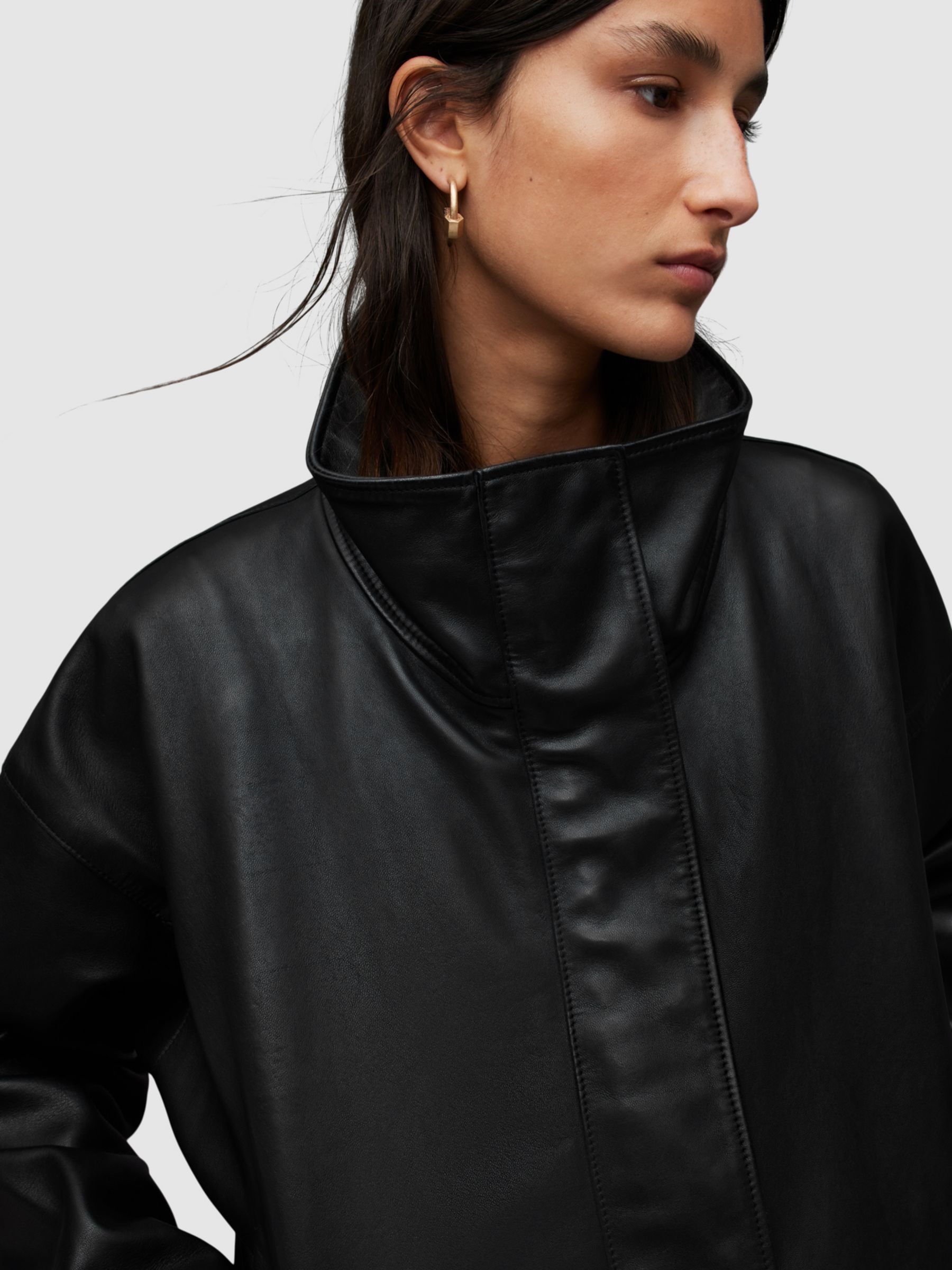 Buy AllSaints Ryder Leather Jacket, Black Online at johnlewis.com