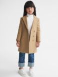 Reiss Kids' Harlow Mid-Length Coat, Camel