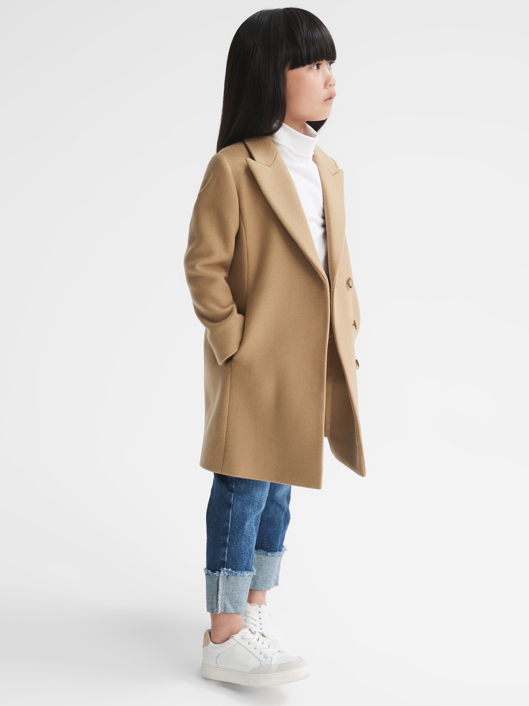 Buy Reiss Kids' Harlow Mid-Length Coat, Camel Online at johnlewis.com