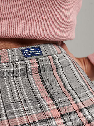 Superdry Vintage Pleated Check Mini Skirt, Vintage Pink Check