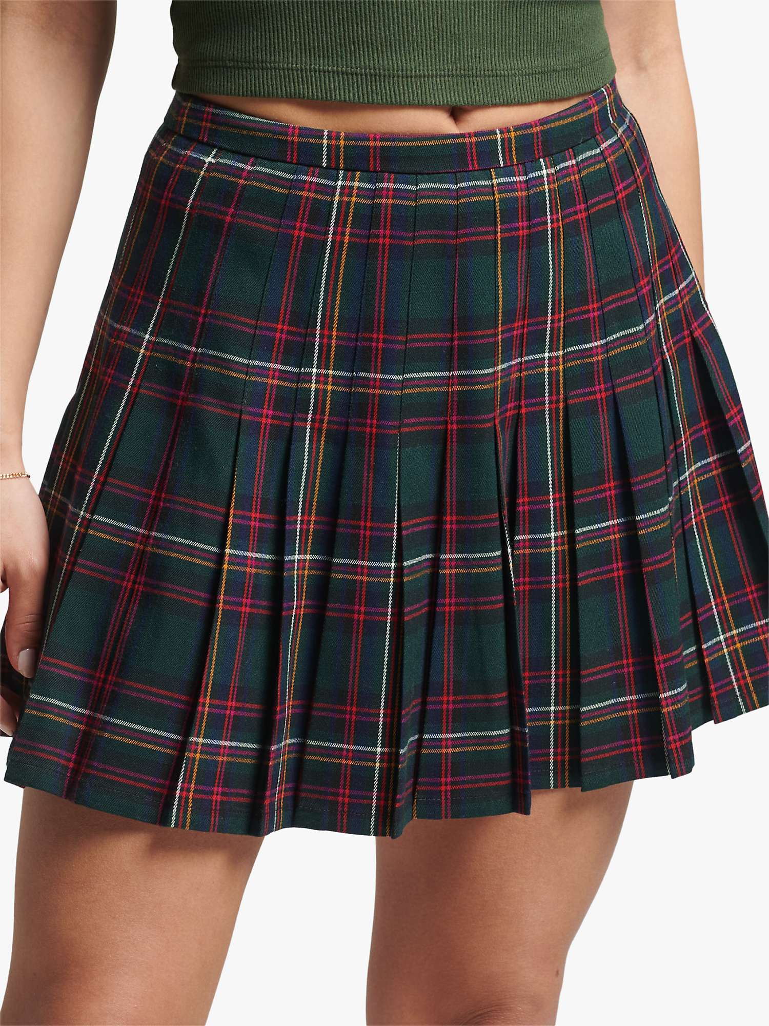 Buy Superdry Check Mini Skirt, Green Check Online at johnlewis.com