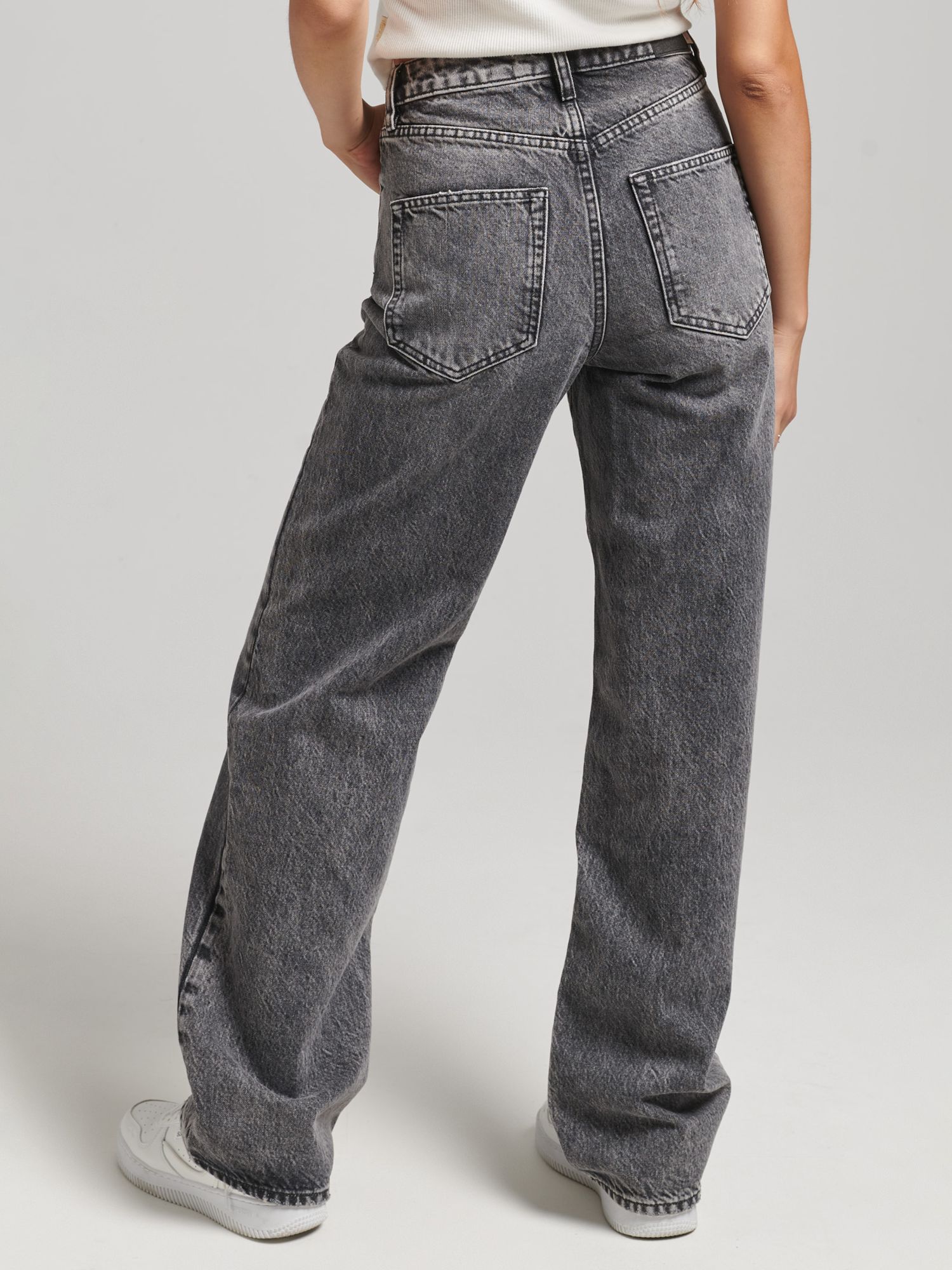 Superdry Organic Cotton Vintage Wide Leg Jeans, Lenox Grey, W26/L30
