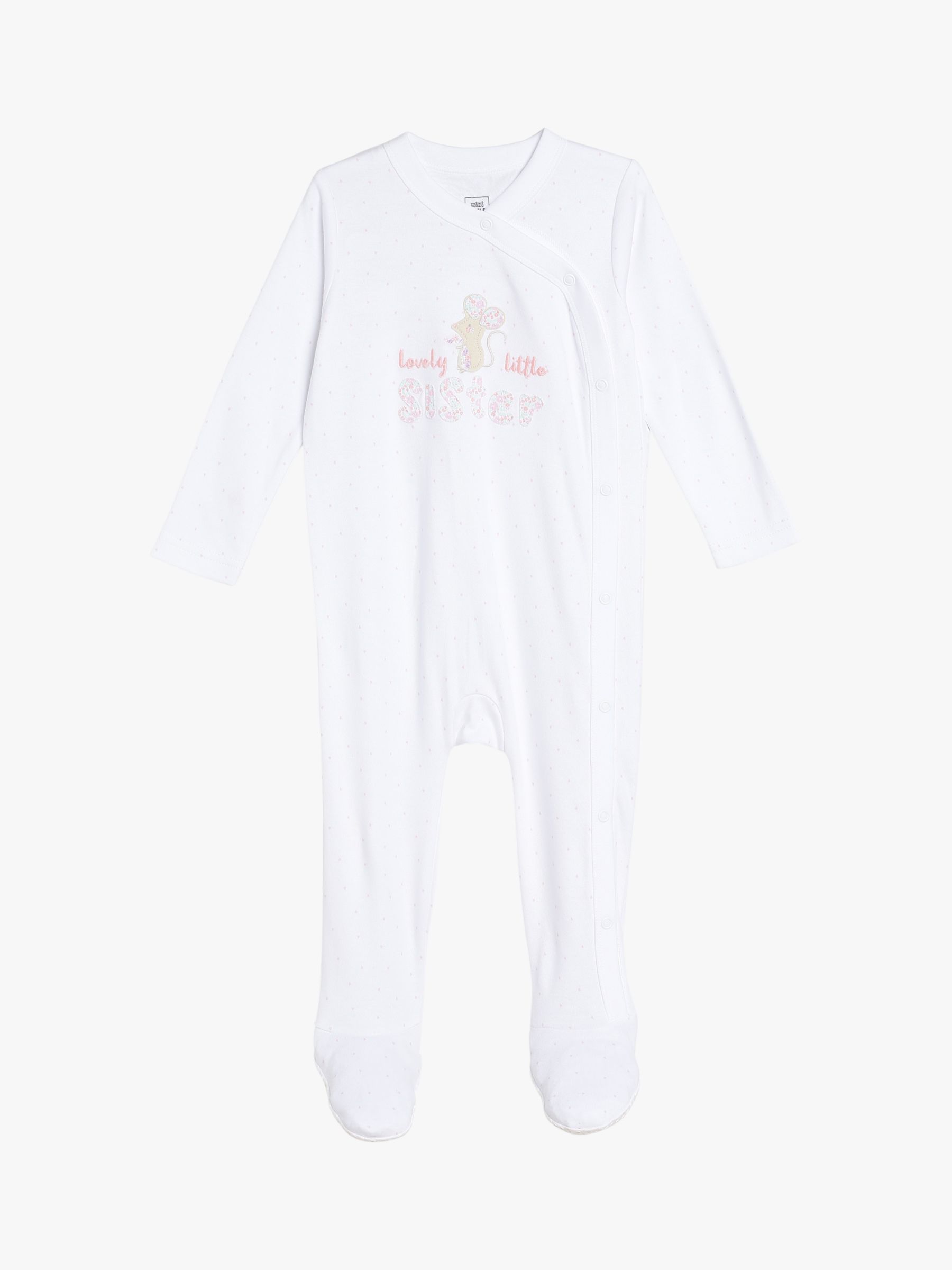 Mini Cuddles Baby Bunny Sleepsuit, Pink Bunny at John Lewis & Partners