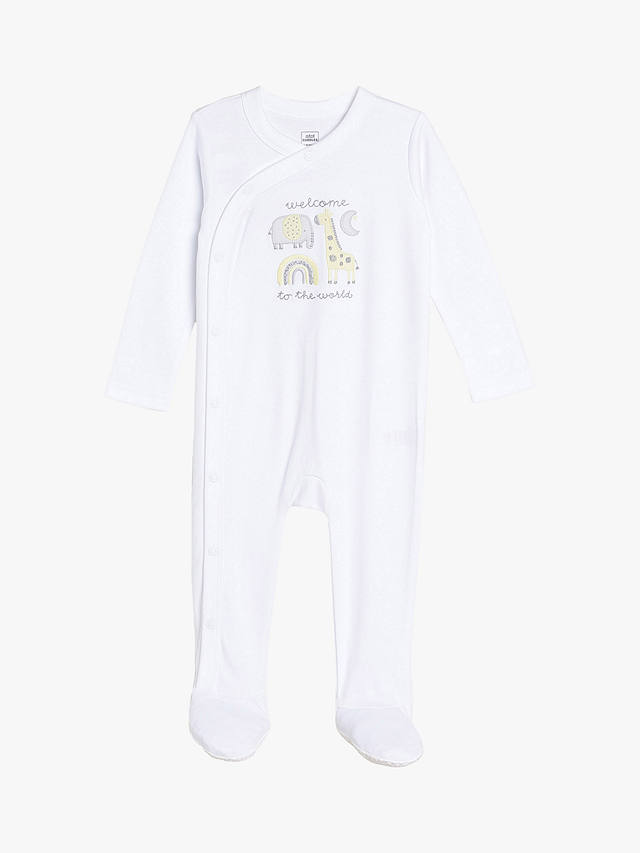 Mini Cuddles Baby Welcome to the World Sleepsuit, White