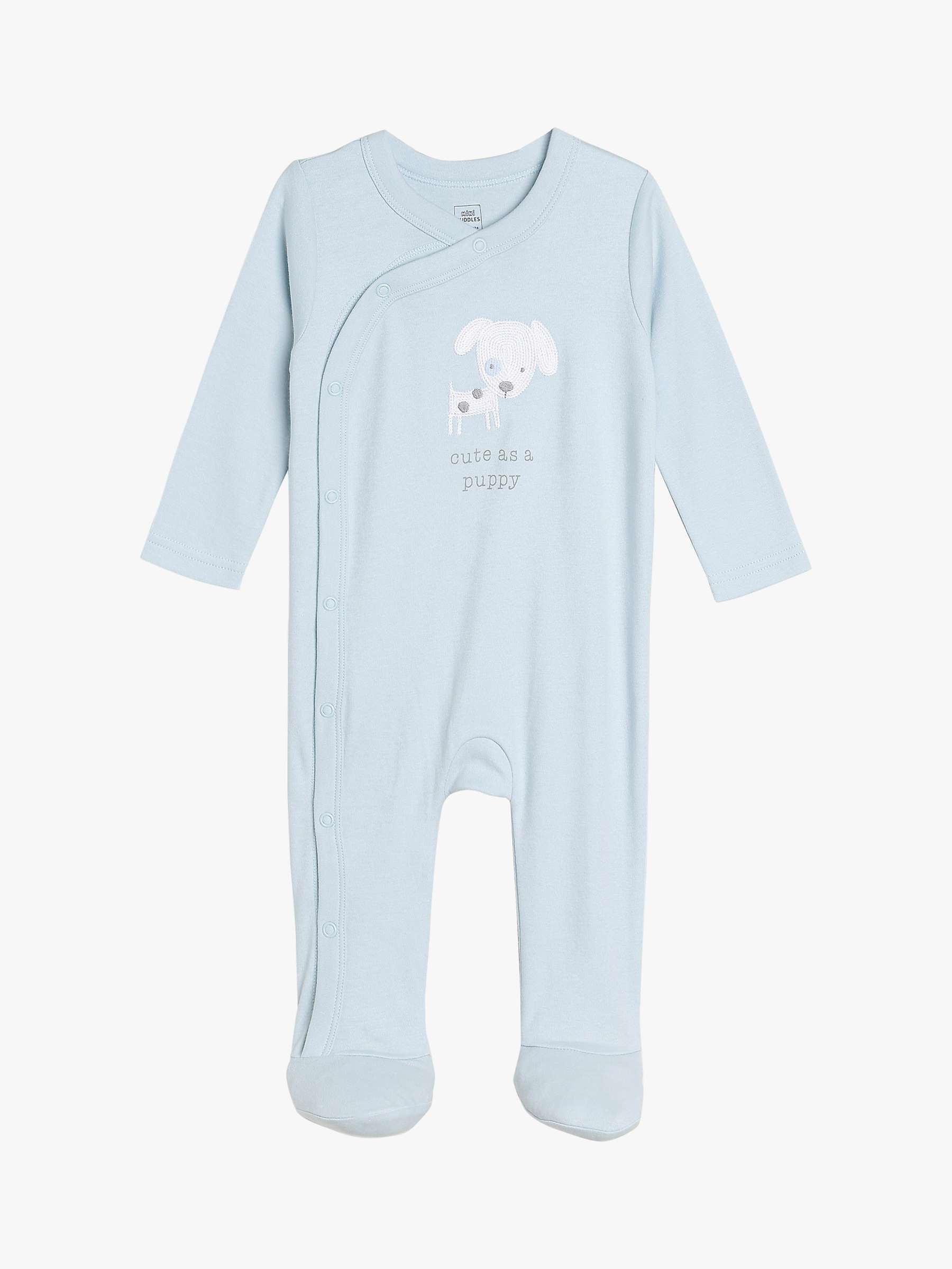 Buy Mini Cuddles Baby Cute as a Puppy Sleepsuit, Blue Puppy Online at johnlewis.com