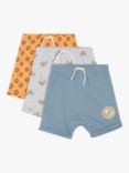 Mini Cuddles Baby Fun Print Shorts, Pack of 3, Blue/Orange/Grey