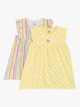 Mini Cuddles Baby Floral/Stripe Dress, Pack of 2, Yellow/Multi