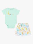 Mini Cuddles Baby Bodysuit & Shorts Set, Turquoise