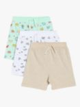 Mini Cuddles Animal Print Shorts, Pack of 3, White/Turquoise/Beige