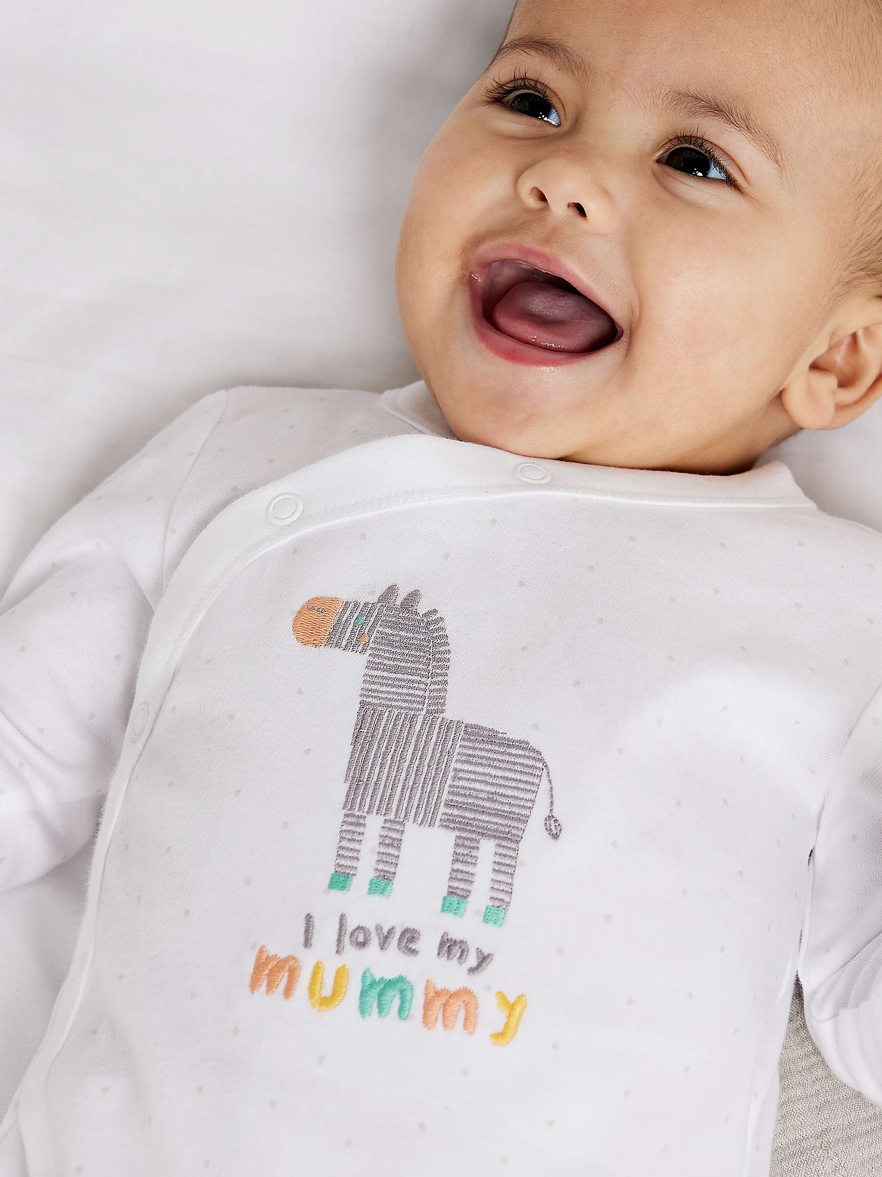 Buy Mini Cuddles Baby Zebra Sleepsuit, White Online at johnlewis.com