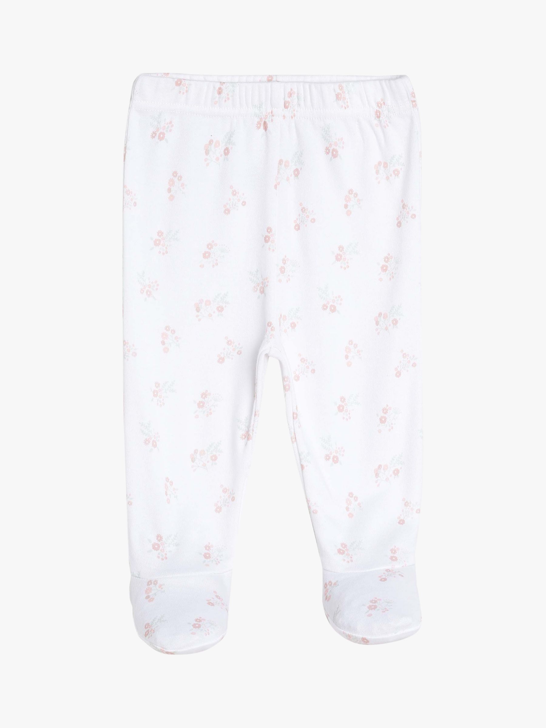 Mini Cuddles Baby Floral Applique Sleepsuits, Hat & Gloves Set, White/Pink, Newborn