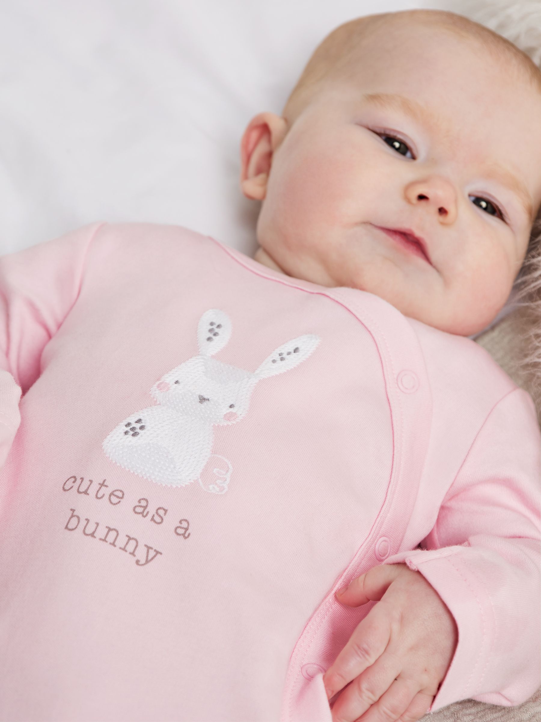 Mini Cuddles Baby Bunny Sleepsuit, Pink Bunny, Newborn