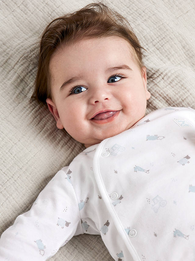 Mini Cuddles Baby Applique Sleepsuits, Hat & Gloves Set, White/Blue