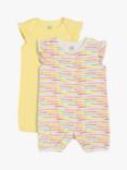 Mini Cuddles Baby Stripe Romper, Pack of 2, Yellow