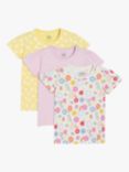 Mini Cuddles Baby Floral T-Shirt, Pack of 3, Pink/Yellow/Multi