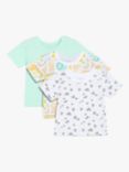 Mini Cuddles Baby Animal Print T-Shirt, Pack of 3, White/Turquoise/Multi