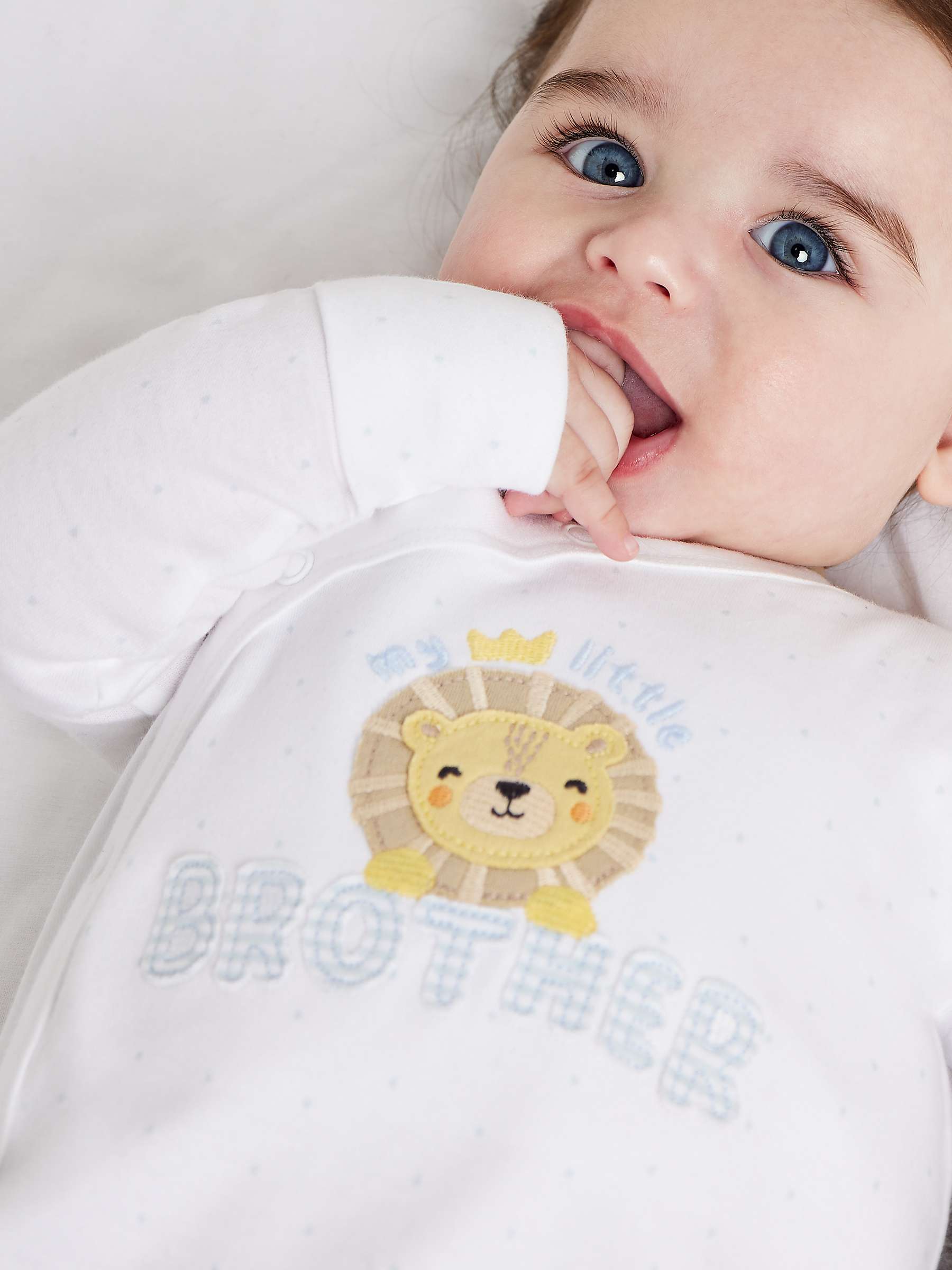 Buy Mini Cuddles Baby Brother Sleepsuit, Blue/Zebra Online at johnlewis.com