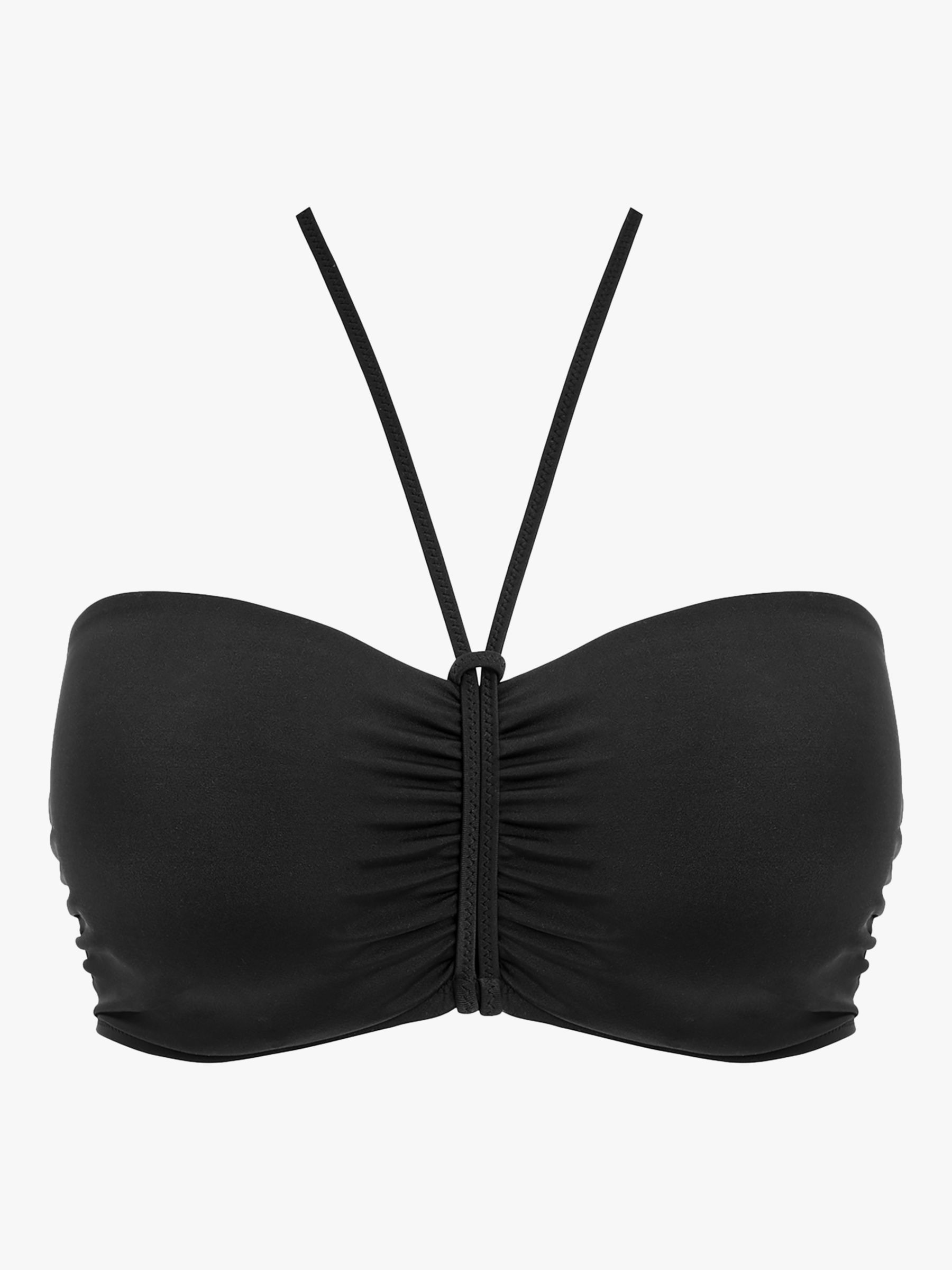 Freya Jewel Cove Plain Underwired Bandeau Bikini Top, Black, 32DD