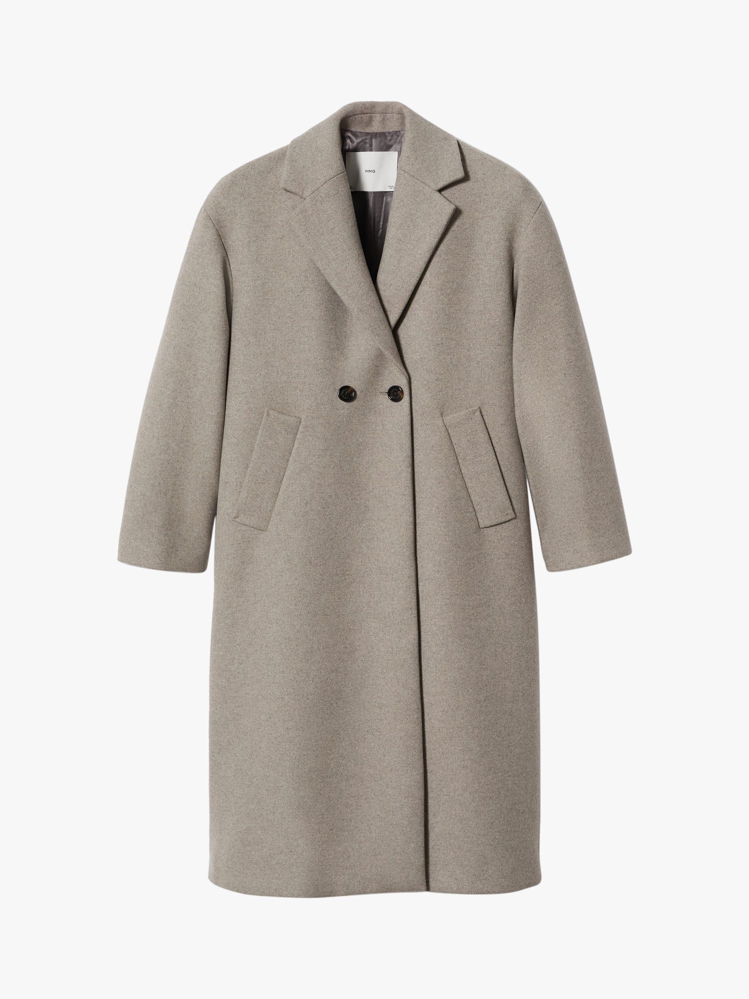 Mango Gauguin Wool Blend Coat, Brown at John Lewis & Partners