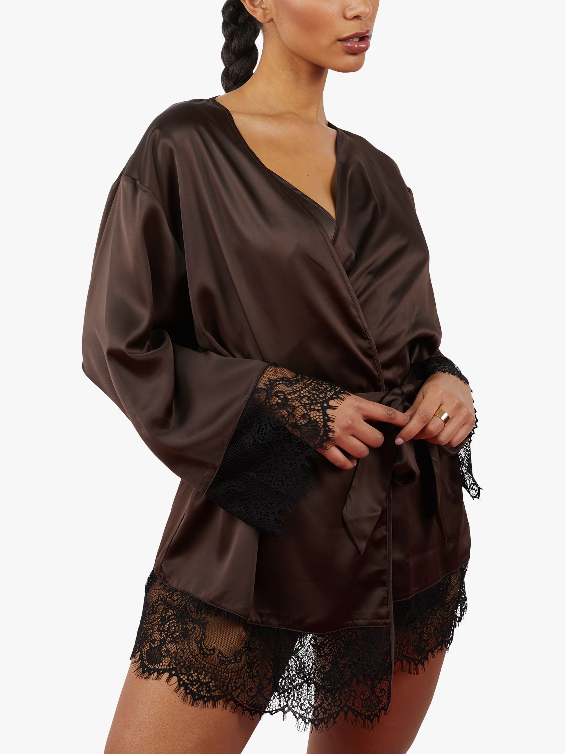 Buy Wolf & Whistle Alaia Lace Trim Kimono Robe Online at johnlewis.com