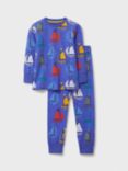 Crew Clothing Kids' Shark Print Pyjama Set, Airforce Blue