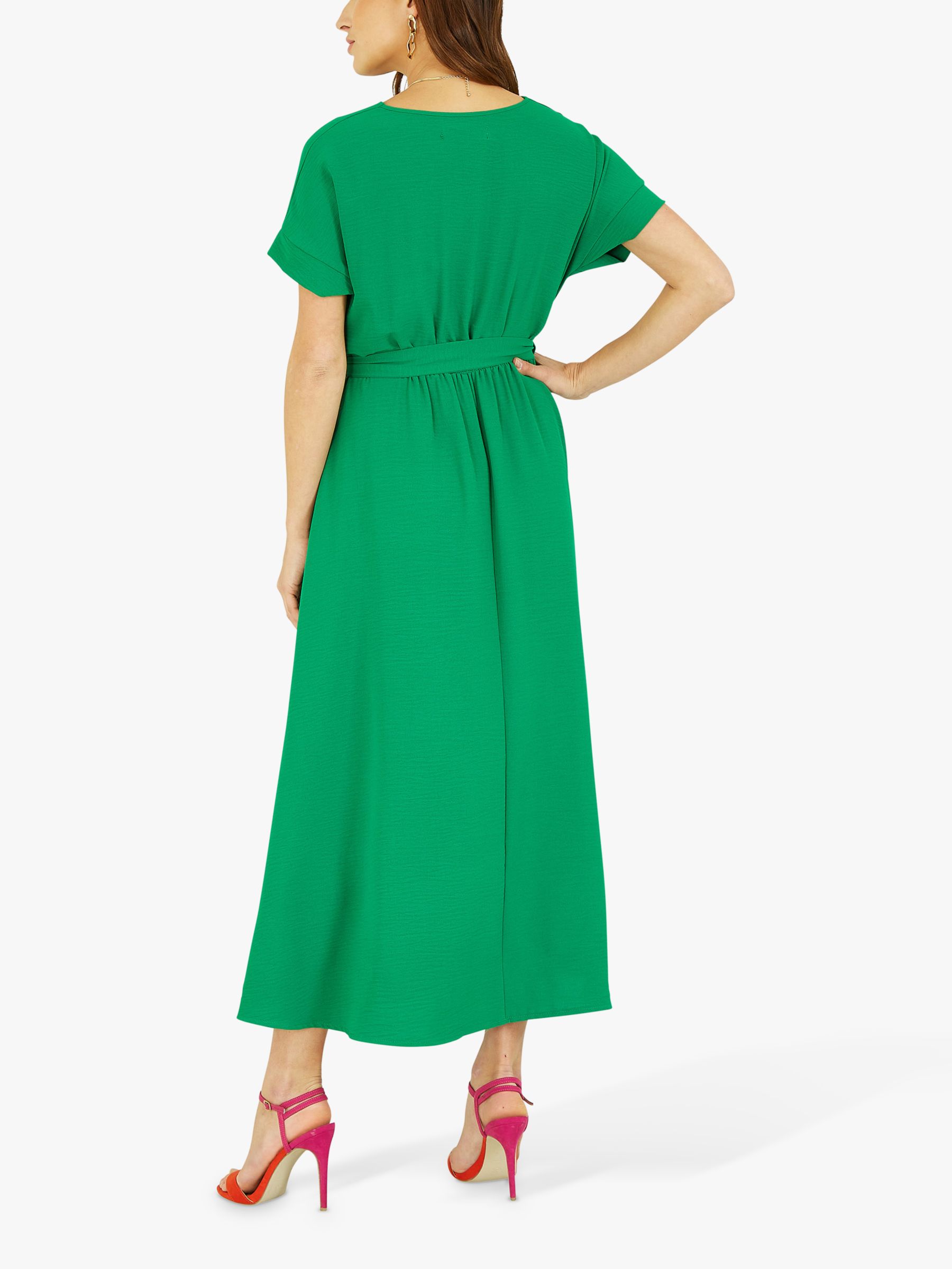 Mela London Kimono Sleeve Wrap Midi Dress, Bright Green at John Lewis ...
